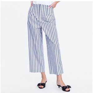 Zara striped wide leg ,ankle length cotton pants